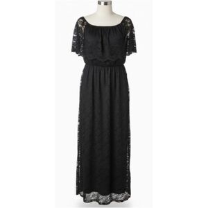 Chic Soul Women's Size 3X Off Shoulder Black Lace Fully Lined Boho Maxi Dress